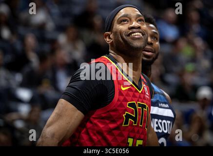 5 février 2020, Minneapolis, MN, États-Unis : les Hawks d'Atlanta Vince carter (15) en première mi-temps contre les Timberwolves du Minnesota au Target Center de Minneapolis le mercredi 5 février 2020. (Crédit image : © TNS via ZUMA Wire) Banque D'Images