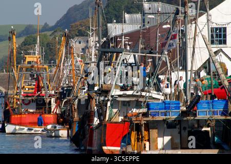 10 septembre 2004 : bateaux de pêche, Fish Quay, Looe, Cornouailles, Angleterre, Royaume-Uni, Europe Banque D'Images