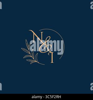 Ni initial Wedding Monogram logo avec graphique vectoriel style minimaliste Illustration de Vecteur