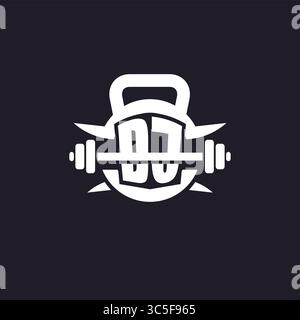 Logo DJ initial pour le fitness avec un graphique vectoriel de conception d'icône de barre et de plaque simple mais créatif Illustration de Vecteur