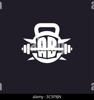 Logo AB initial pour le fitness avec un graphique vectoriel de conception d'icône de barre et de plaque simple mais créatif Illustration de Vecteur