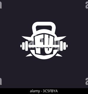 Logo FU initial pour le fitness avec un graphique vectoriel de conception d'icône de barre et de plaque simple mais créatif Illustration de Vecteur