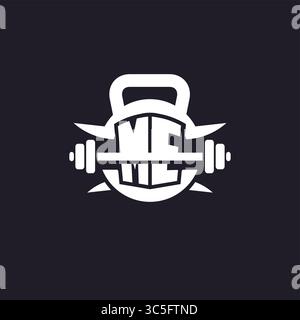 Logo initial ME pour le fitness avec un graphique vectoriel de conception d'icône de barre et de plaque simple mais créatif Illustration de Vecteur