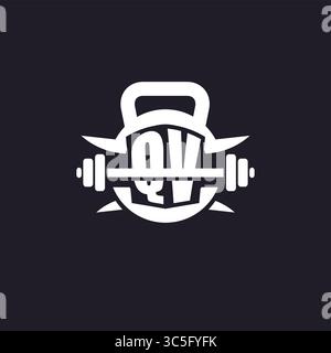 Logo QV initial pour le fitness avec un graphique vectoriel de conception d'icône de barre et de plaque simple mais créatif Illustration de Vecteur