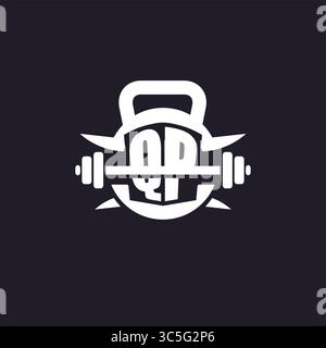 Logo QP initial pour le fitness avec un graphique vectoriel de conception d'icône de barre et de plaque simple mais créatif Illustration de Vecteur