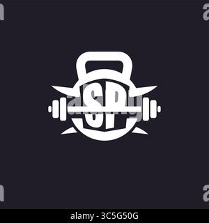 Logo SP initial pour le fitness avec un graphique vectoriel de conception d'icône de barre et de plaque simple mais créatif Illustration de Vecteur