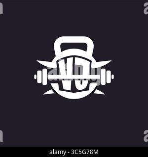 Logo VJ initial pour le fitness avec un graphique vectoriel de conception d'icône de barre et de plaque simple mais créatif Illustration de Vecteur