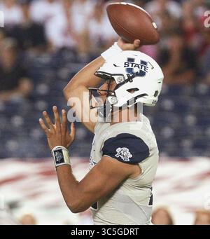 21 septembre 2019, San Diego, CA, USA : le quarterback Jordan Love lance une passe contre San Diego State le 21 septembre 2019, à San Diego. (Crédit image : © TNS via ZUMA Wire) Banque D'Images