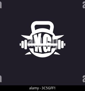 Logo XG initial pour le fitness avec un graphique vectoriel de conception d'icône de barre et de plaque simple mais créatif Illustration de Vecteur