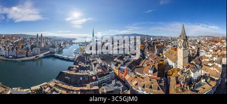 6 novembre 2015, Zurich, Suisse : vue aérienne panoramique de la ville de Zurich, Suisse (crédit image : © Airpano LLC/Amazing Aerial via ZUMA Wire) Banque D'Images