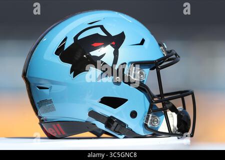 16 février 2020 : casque Renegades dans le match entre Dallas Renegades et Los Angeles Wildcats, Dignity Health Sports Park, Carson, CA. Peter Joneleit/ CSM(Credit image : &copy ; Peter Joneleit/CSM via ZUMA Wire) Banque D'Images