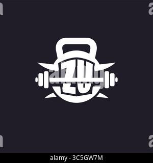 Logo ZU initial pour le fitness avec un graphique vectoriel de conception d'icône de barre et de plaque simple mais créatif Illustration de Vecteur