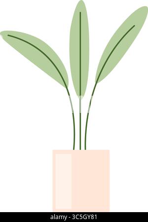 Plante à la maison dans un style plat simple dans un pot. Décoration intérieure verte au sol. Illustration de Vecteur