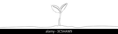 Plante germanique noire dans un style artistique à une ligne. Dessin de germe avec trait modifiable sur fond blanc. Illustration vectorielle. Illustration de Vecteur