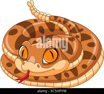Illustration de dessin animé brun mignon serpent de vipère sur fond blanc Illustration de Vecteur