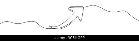 Flèche noire vers le haut dans un style d'illustration à une ligne. Dessin de flèche avec trait modifiable sur fond blanc. Illustration de Vecteur