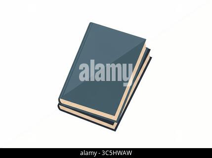 Vecteur de livre à couverture rigide bleu minimaliste en vue isométrique Banque D'Images