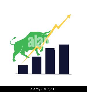 Illustration vectorielle de graphique de croissance financière du marché Bull. Illustration de Vecteur