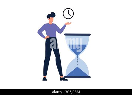 Illustration vectorielle de concept de gestion du temps et de productivité. Illustration de Vecteur