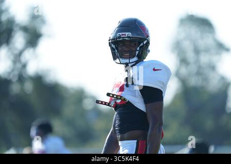 Tampa, Floride, États-Unis, 28 juillet 2025, Benjamin Morrison, joueur des Buccaneers de Tampa Bay, #21, lors d'un camp d'entraînement au centre d'entraînement Advent Health. (Crédit photo : Marty Jean-Louis) Banque D'Images
