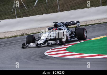 27 février 2020, Montmelo, Catalogne, Espagne : Pierre Gasly participe aux essais de la nouvelle saison du Grand Prix de formule 1 sur le circuit de Catalunya à Montmelo. (Crédit image : © German Vidal/SOPA images via ZUMA Wire) Banque D'Images