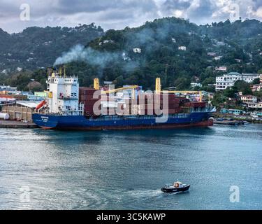 5 février 2020, Castries, Sainte-Lucie : le porte-conteneurs Hohebank dans le port de Castries, capitale de la nation insulaire des Caraïbes orientales de Sainte-Lucie. (Crédit image : © Arnold Drapkin/ZUMA Wire) Banque D'Images