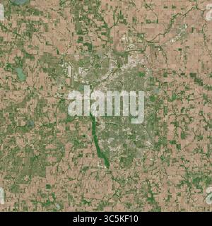 Image satellite de Lincoln, la capitale du Nebraska, États-Unis - contient des données sentinelles Copernicus modifiées (2025) Banque D'Images