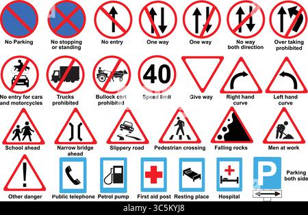 Panneaux d'avertissement Vector Set graphiques ai modifiables Illustration de Vecteur