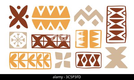 Symboles d'icône tribale hawaïenne, formes géométriques définies Illustration de Vecteur