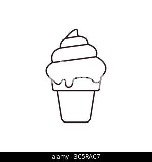 cône de crème glacée emoji symbole signe icône illustration de vecteur isolé plat Illustration de Vecteur