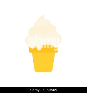 cône de crème glacée emoji symbole signe icône illustration de vecteur isolé plat Illustration de Vecteur