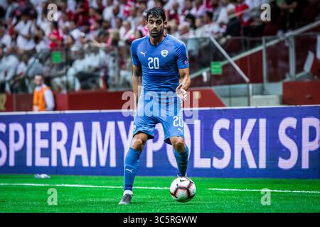 10 juin 2019, Varsovie, Pologne : Omri Ben Harush d'Israël vu en action lors du match des qualifications de l'UEFA EURO 2020 (Groupe d) entre la Pologne et Israël au stade PGE Narodowy. (Crédit image : © Mikolaj Barbanell/SOPA images via ZUMA Wire) Banque D'Images
