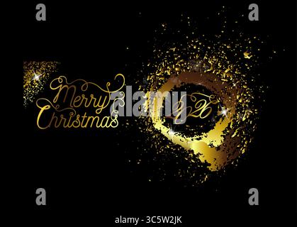 2026 numéros d'or. Éclaboussures dorées. dessin à la main. Pas ai, illustrations vectorielles. Illustration de Vecteur