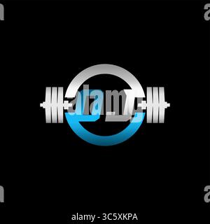 Fitness Gym logo lettre initiale OJ avec Dumbbell et graphique vectoriel cercle Illustration de Vecteur