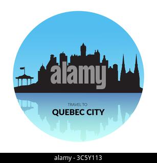 Embarquez pour un voyage passionnant à la découverte de la Majestic Skyline de Québec au Canada Illustration de Vecteur