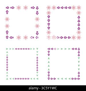 Icône de cadre à motif. Symbole de bordure décorée. Bord de ligne multicolore. Conception plate vectorielle. Illustration de Vecteur