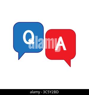 Icône question réponse. Bulles rouges bleues. Symbole de communication vocale. Illustration de dialogue vectoriel. Illustration de Vecteur