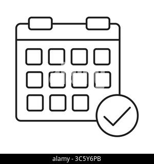 Icône de coche du calendrier. Symbole événement terminé. Date confirmée vecteur. Planification de la tâche terminée. Illustration de Vecteur
