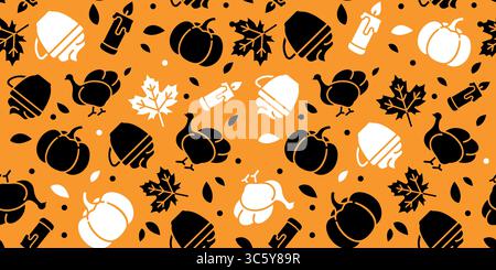 Un délicieux motif sur le thème de la récolte d'automne avec des citrouilles et des feuilles colorées Illustration de Vecteur