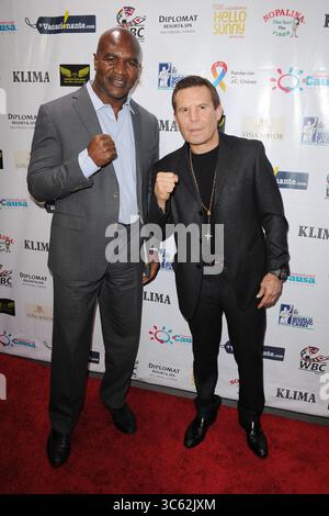 MIAMI BEACH, FL - 15 JUIN : Evander Holyfield, Julio Cesar Chavez à l'événement caritatif de la Fondation Baja Del sol au Kilma Restaurant le 15 juin 2016 à Miami Beach, Floride... personnes : Evander Holyfield, Julio Cesar Chavez. (Crédit image : © SMG via ZUMA Wire) Banque D'Images