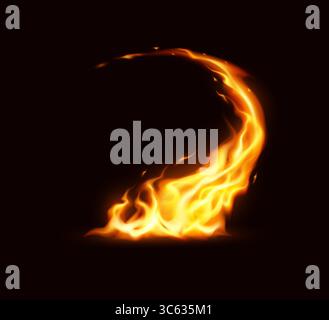 Flamme vibrante avec mouvement dynamique éclatant sur fond sombre. Capture l'essence du feu avec des teintes vives et un mouvement fluide, adapté à l'énergie c Illustration de Vecteur