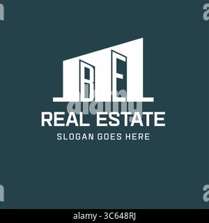 Logo initial BE pour l'immobilier avec un graphique vectoriel d'idées de conception d'icône de bâtiment simple Illustration de Vecteur