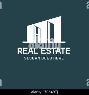 Logo HL initial pour l'immobilier avec un graphique vectoriel d'idées de conception d'icône de bâtiment simple Illustration de Vecteur