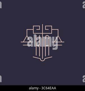 Lettre initiale KA logo avec graphique vectoriel de style de conception géométrique de luxe Scale of justice Illustration de Vecteur