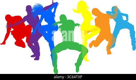 Danseurs Silhouette Street Dance pose silhouettes Illustration de Vecteur