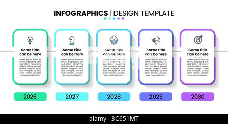 Modèle d'infographie avec icônes et 5 options ou étapes. Bannières rectangulaires. Peut être utilisé pour la mise en page de flux de travail, diagramme, webdesign. Illustration vectorielle Illustration de Vecteur