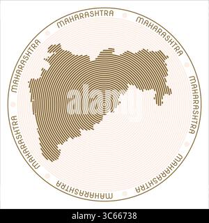 Logo rond Maharashtra. Forme de l'état construit avec des anneaux. Maharashtra texte autour de l'état. Illustration vectorielle. Illustration de Vecteur