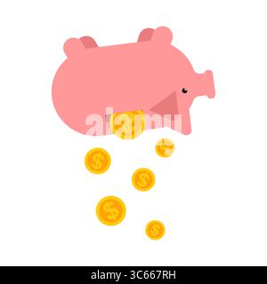 tirelire avec des pièces de monnaie qui tombent. Symbole de l'épargne, de la budgétisation et des finances personnelles. Idéal pour des thèmes comme la gestion de l'argent, l'investissement et pl financier Illustration de Vecteur