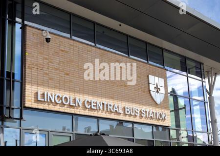 Gare routière centrale de Lincoln, Lincolnshire, Royaume-Uni Banque D'Images
