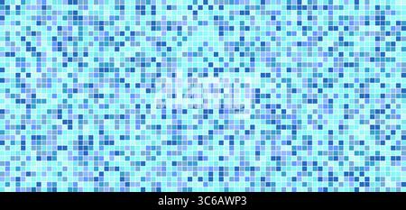 Texture de carrelage sans couture dans les tons de bleu clair, aqua et marine. Inspiré par les surfaces de piscine, style de jeu rétro 8 bits, pour la maternelle, l'école Illustration de Vecteur